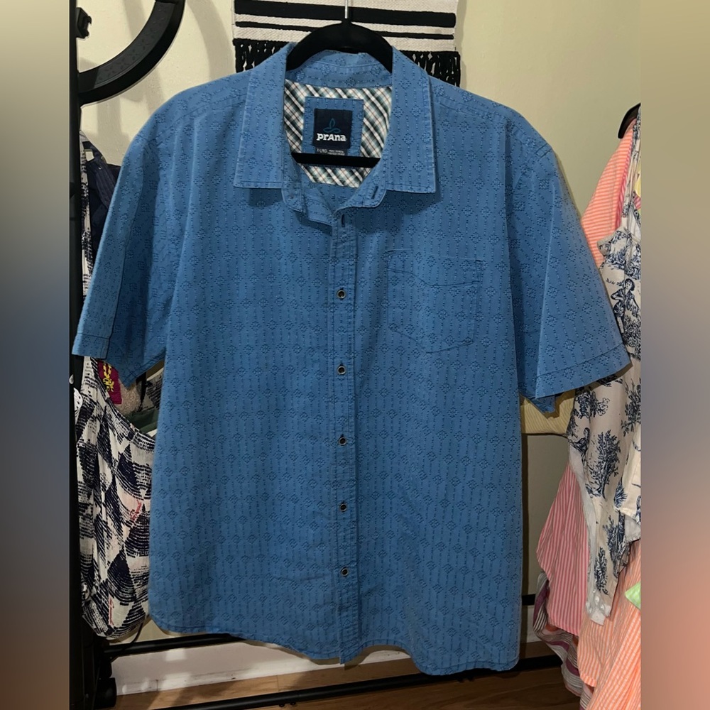 Prana Blue Casual Button Down Shirt